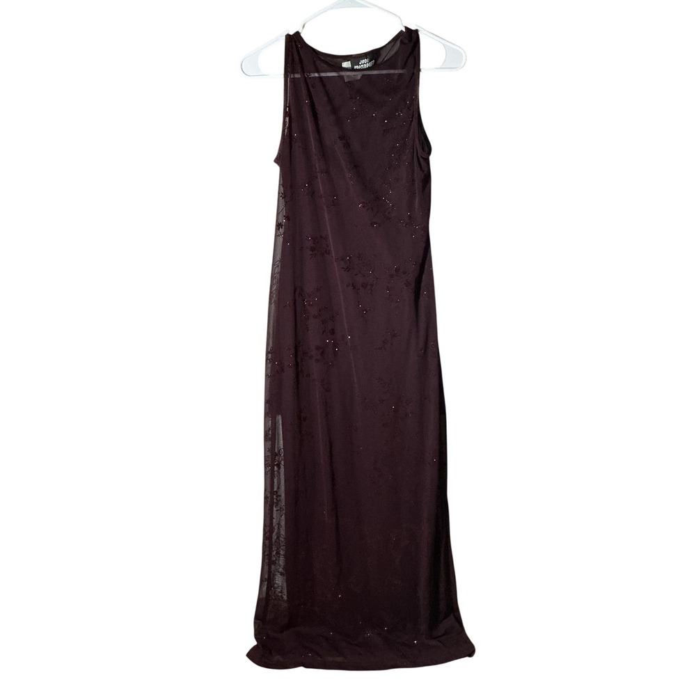 Jodi Kristopher Vintage Dark Romance Mesh Gown Women M Glitter Floral Maxi Dress